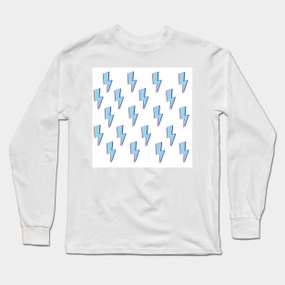 Glitchy Lightning- Blue on White Long Sleeve T-Shirt